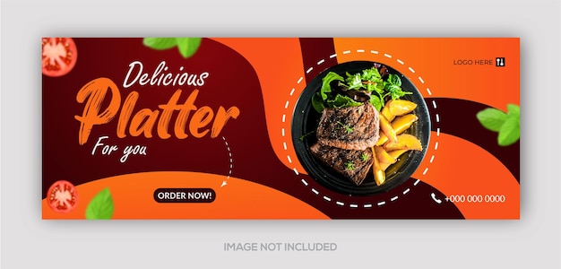 Heerlijk eten en restaurant facebook omslagsjabloon voor spandoek