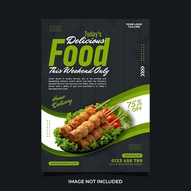 Heerlijk eten flyer promotie sjabloonontwerp