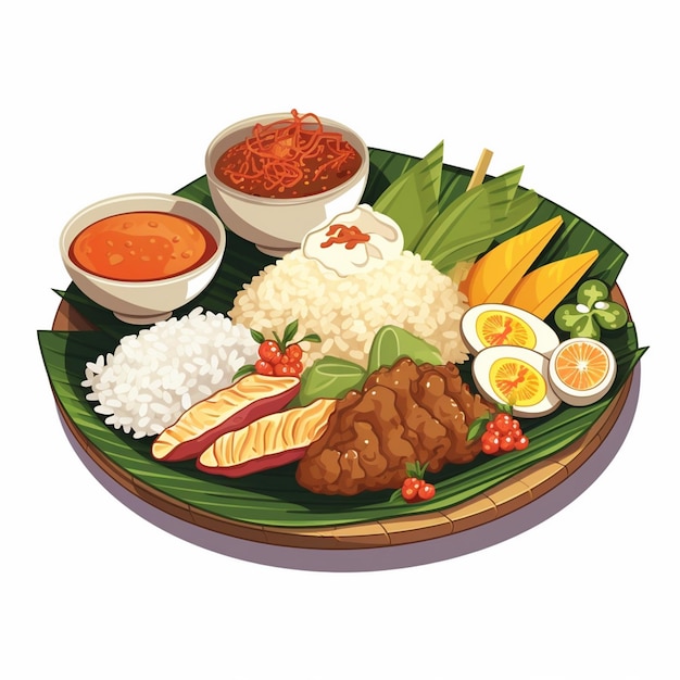 Vector heerlijk eten illustratie indonesië traditioneel gerecht diner indonesisch lunch vectormenu