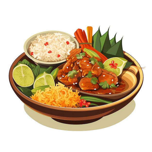 Vector heerlijk eten illustratie indonesië traditioneel gerecht diner indonesisch lunch vectormenu