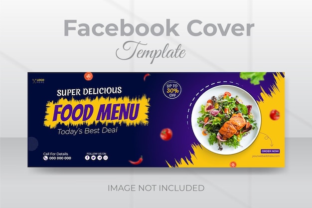 Heerlijk eten menu en restaurant facebook omslagontwerp of social media banner