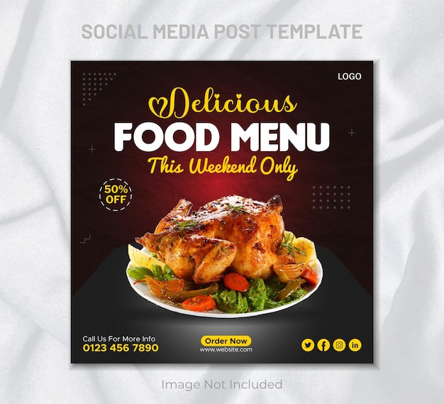 Heerlijk eten menu en restaurant social media banner postsjabloon
