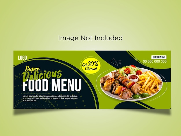 Heerlijk eten menu facebook cover ontwerpsjabloon Premium Vector