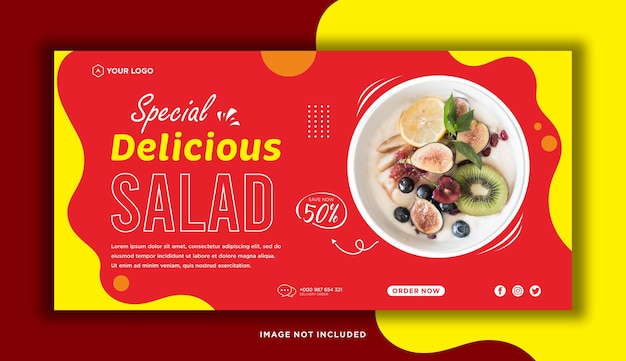 Heerlijk eten menu restaurant social media banner sjabloon premium vector