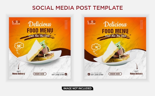 Heerlijk eten menu sociale media postsjabloon