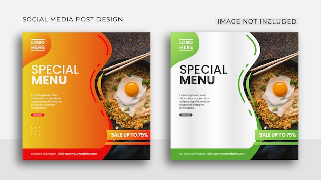 Heerlijk eten menu sociale media promotie en instagram postsjabloon