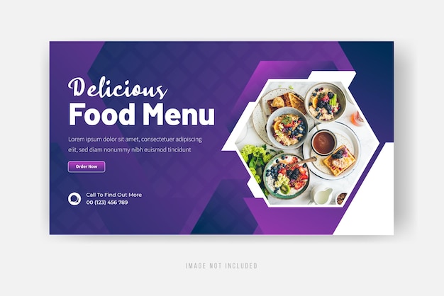 Heerlijk eten menu YouTube thumbnail banner ontwerp premium vector