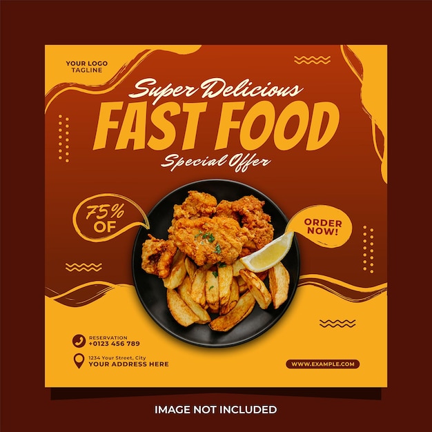 Heerlijk fastfood menu social media promotie banner postsjabloon