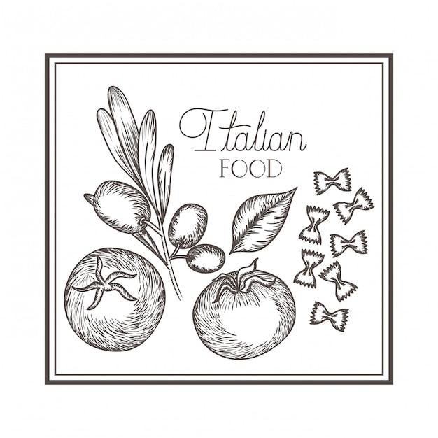 Heerlijk Italiaans eten in de tekening