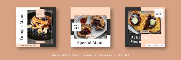 Heerlijk menu eten sociale media promotie en banner post ontwerpsjabloon