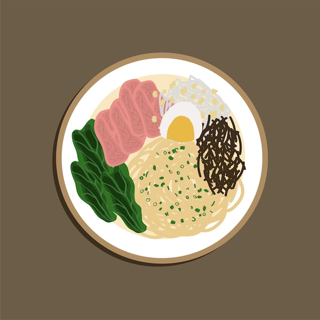 Heerlijk rundvlees Tonkotsu Ramen een van Noodle Soup Japanse Resto vector illustratie
