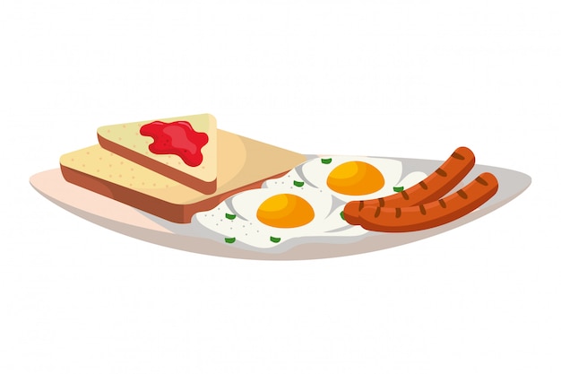 Heerlijk smakelijk ontbijt cartoon