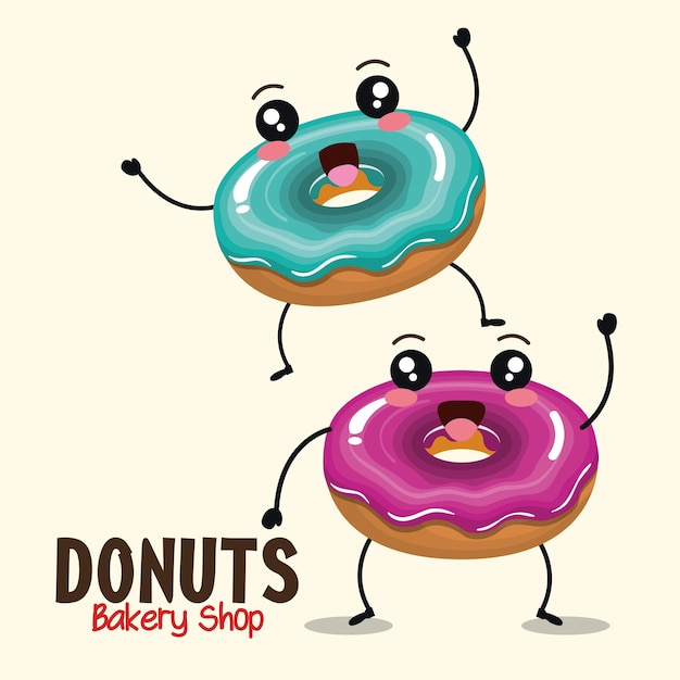 heerlijk vector de illustratieontwerp van het doughnut grappig karakter