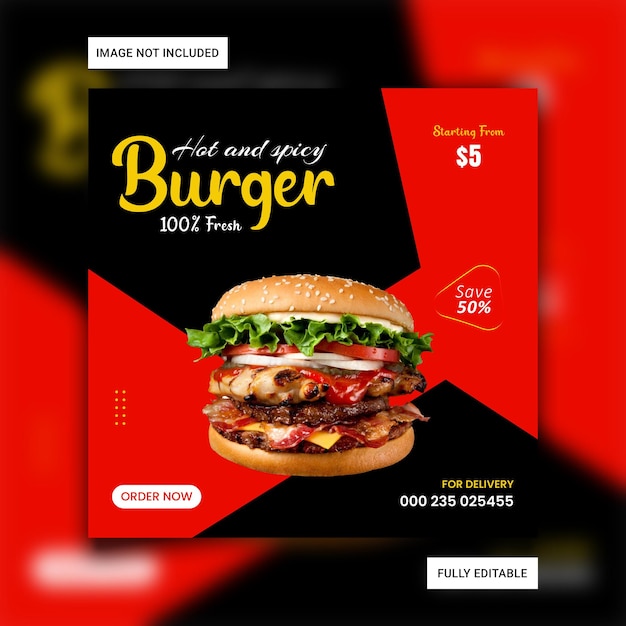 Heerlijke burger Eten social media banner postsjabloon