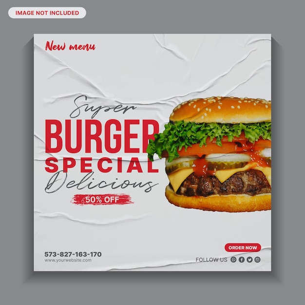 Heerlijke burger social media post, food social media post, food menu, food template