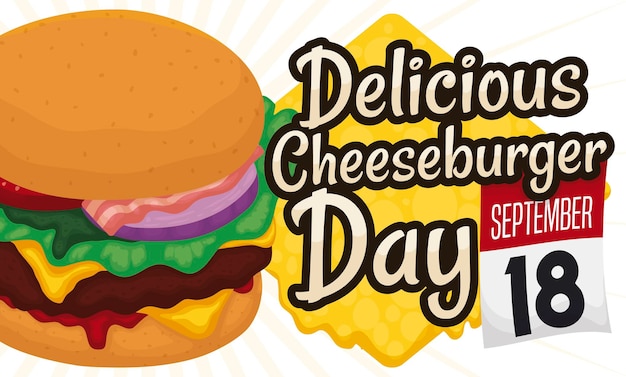 Heerlijke cheeseburger met herinneringsdatum om zijn dag te vieren