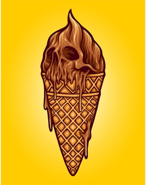 Vector heerlijke chocolade-ijs schedel illustraties