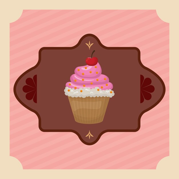 Vector heerlijke cupcake dessert pictogram