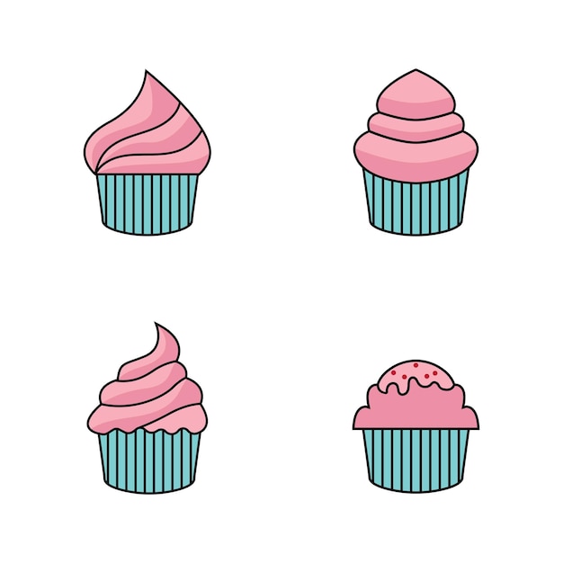 Heerlijke cupcake pictogram vector illustratie sjabloonontwerp