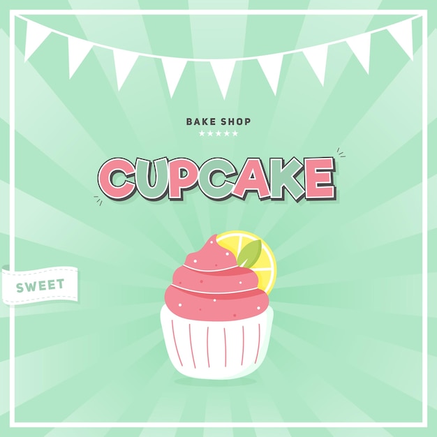 Heerlijke cupcakeuitnodiging. dessert vector illustratie ontwerp voor cupcake partij.