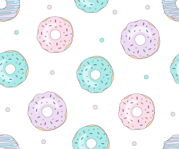 Heerlijke Donut vectorillustratie geïsoleerd op de achtergrond. Donut icoon in een platte stijl. Naadloze patroon, achtergrond, kaart, poster. Sjabloon voor ontwerp.