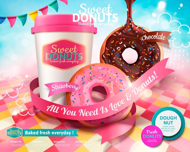 Heerlijke donuts met koffiebanner