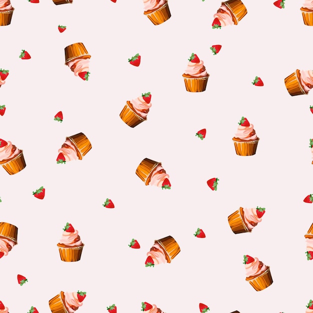 Vector heerlijke en schattige cupcakes naadloos patroon