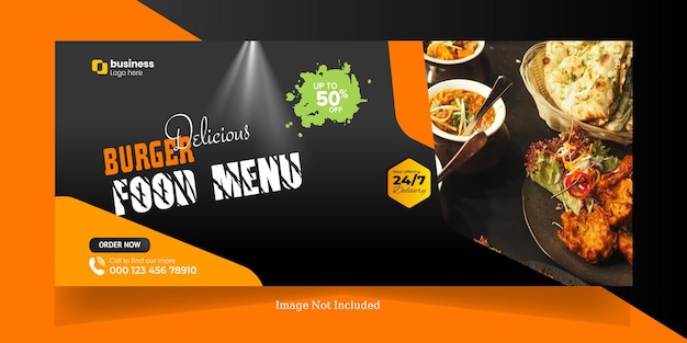 Heerlijke fast food pizza banner met social media cover post restaurant korting eten banner