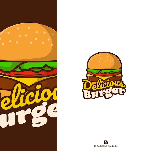 Heerlijke Hamburger Geïsoleerd Cartoon Pictogram Logo
