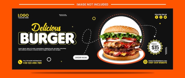 heerlijke hamburger social media banner sjabloonontwerp