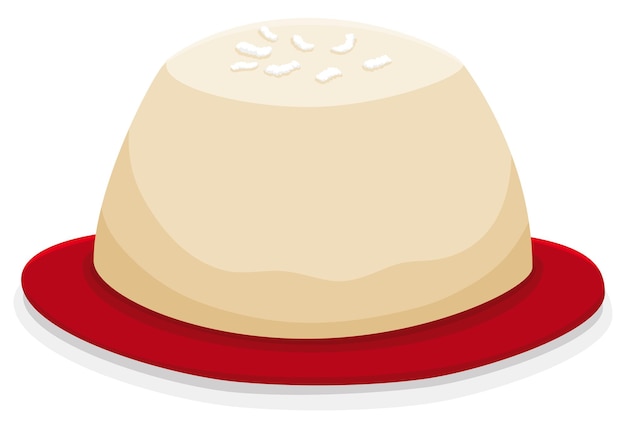 Heerlijke kokosnootcrème of natilla op een rood bord op een witte achtergrond