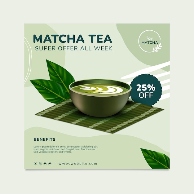 Heerlijke matcha thee kwadraat flyer