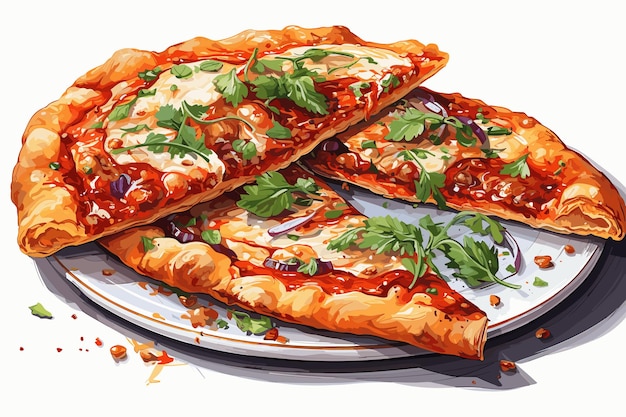 Heerlijke pizza geserveerd op houten plaat geïsoleerd op een witte achtergrond