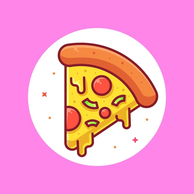 Heerlijke pizza logo cartoon vector icon illustratie premium fast food logo in vlakke stijl