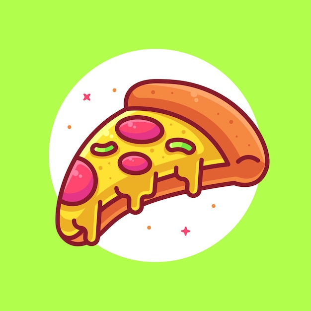 Heerlijke Pizza Logo Cartoon Vector Icon IllustrationPremium Fast Food Logo in vlakke stijl