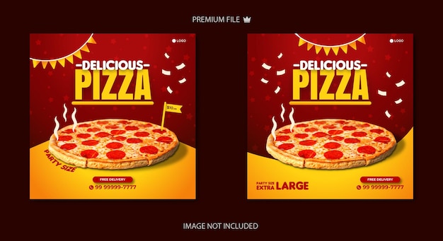 Heerlijke pizza social media promo met feestgrootte