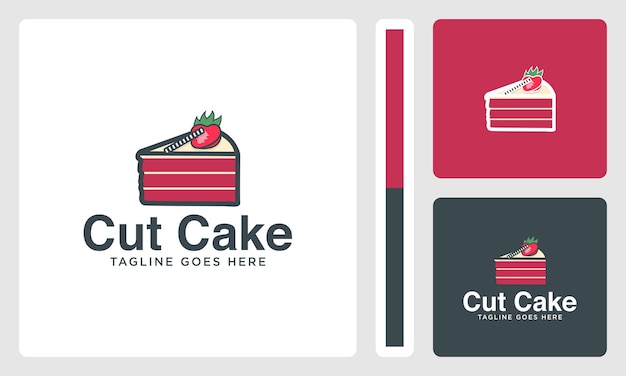 heerlijke rode fluwelen cake segment vector logo