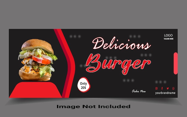 Heerlijke speciale burger social media banner facebook cover header en webadvertenties sjabloonpromotie.