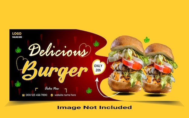 Heerlijke speciale burger social media banner facebook cover header en webadvertenties sjabloonpromotie.