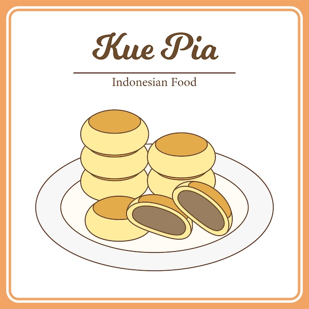 Vector heerlijke traditionele indonesische gerechten genaamd kue pia