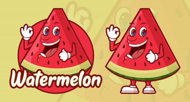 Heerlijke watermeloen cartoon, grappig karakter
