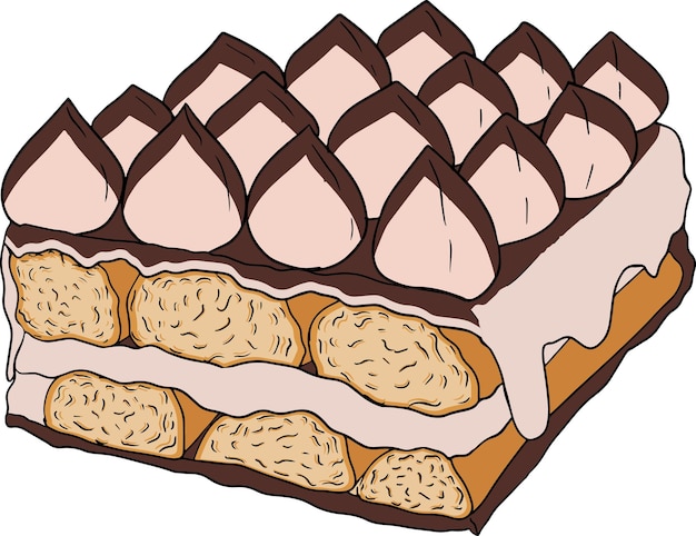 Vector heerlijke zoetigheden en desserts handgetekende kleurrijke illustratie van populaire desserts