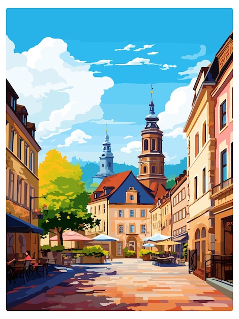 Heidelberg Germany Vintage Travel Poster Souvenir Postcard Portrait Painting WPA Illustration