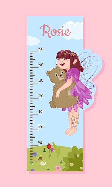 Height meter with fairy vector concept