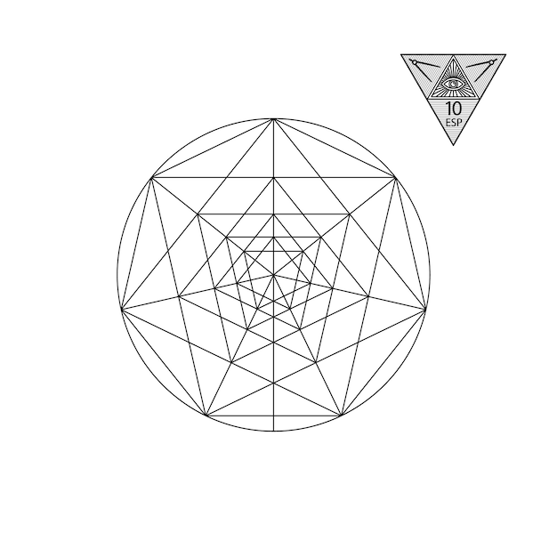 Heilige geometrie Vectorillustratie geïsoleerd op wit Heilige geometrie Zwarte lijnen op een witte achtergrond