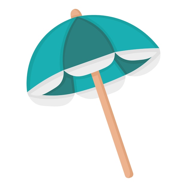 Helder gestreepte grote parasol doodle platte clipart alle objecten zijn opnieuw geverfd