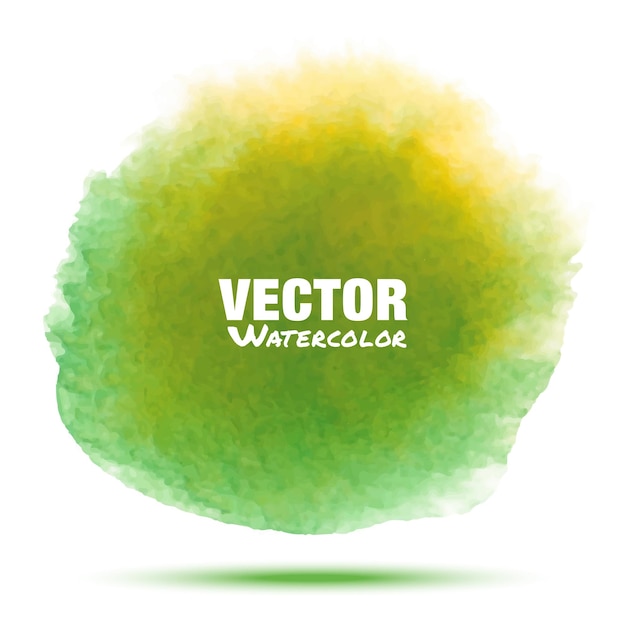 Helder groen geel transparante lente aquarel vector cirkel vlek geïsoleerd op een witte achtergrond