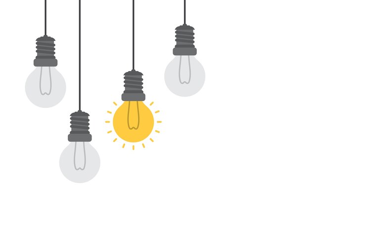 Vector helder idee en inzichtconcept met gloeilamp.