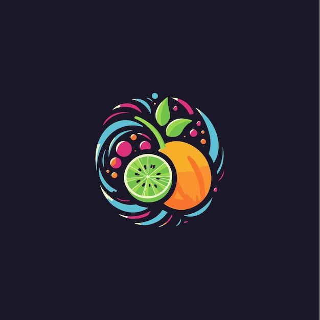 Helder kleurrijk heerlijk fruit segment icoon gezond natuurlijk biologisch voedsel symbool abstract veelzijdig grafisch logo creatief plat ontwerp voor café-restaurant of sap- en voedselmerk vector logo