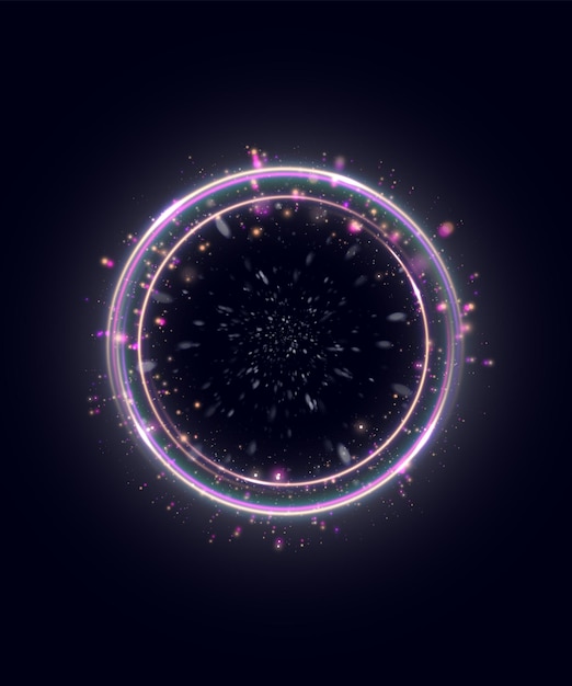 Helder kleurrijke neon cirkel gloeiende ronde frame vector glanzend element voor spel interface ontwerp